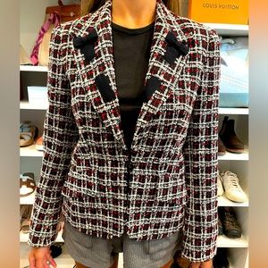 Escada White/Black/Red Tweed Blazer